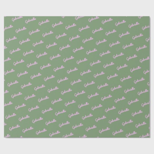 Schattigee roze groene gepersonaliseerde scriptnaa cadeaupapier (Vlak)