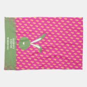 Schattigee roze groene Happy Easter Bunny en worte Theedoek (Horizontaal)