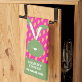 Schattigee roze groene Happy Easter Bunny en worte Theedoek