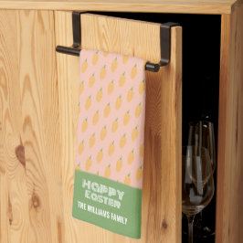 Schattigee roze groene Happy Easter Wortelen Theedoek