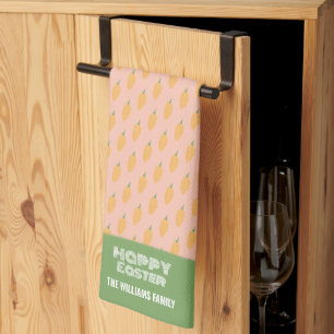 Schattigee roze groene Happy Easter Wortelen Theedoek