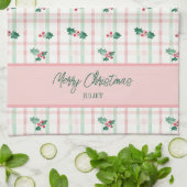 Schattigee roze groene retro kerst theedoek (Gevouwen)