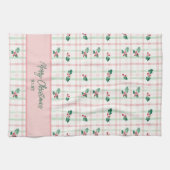 Schattigee roze groene retro kerst theedoek (Horizontaal)