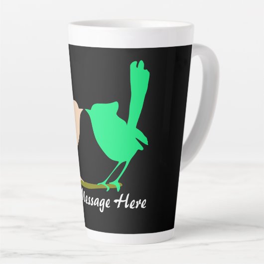 Schattigee roze groene vogels zoenen op tak naam latte mok (Rechterhoek)