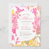 Schattigee roze groene waterverf wilde bloem 1e ve kaart (Voorkant)