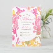 Schattigee roze groene waterverf wilde bloem 1e ve kaart (Staand voorkant)