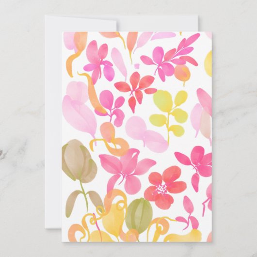 Schattigee roze groene waterverf wilde bloem 1e ve kaart (Achterkant)