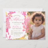 Schattigee roze groene wilde bloem foto 1e verjaar kaart (Voorkant)