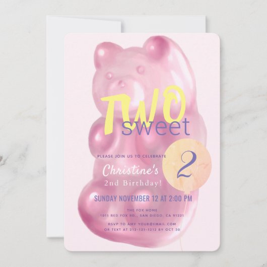 Schattigee Roze Gummy Beer Twee Sweet Girl 2e Verj Kaart (Voorkant)