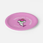 Schattigee Roze Haai Baby Meisje 1e Verjaardag Papieren Bordje (Gekanteld)