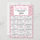 Schattigee Roze Haar Salon Business Mini 2019 Kale Magnetische Uitnodiging (Voorkant)