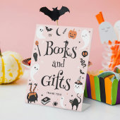 Schattigee Roze Halloween Baby shower Boeken en Ge Reclamebord Met Voetstuk