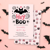 Schattigee Roze Halloween Boo Bat Verjaardag Kaart