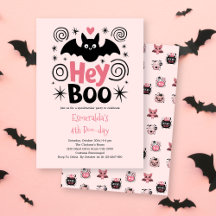 Schattigee Roze Halloween Boo Bat Verjaardag