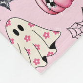 Schattigee Roze Halloween Geesten, Pompoenen & Bog Fleece Deken (Hoek)