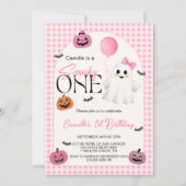 Schattigee Roze Halloween Ghost 1e Verjaardag Kaart (Voorkant)