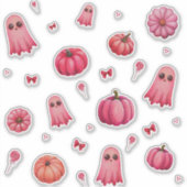 Schattigee roze Halloween pompoenen Sticker (Voorkant)