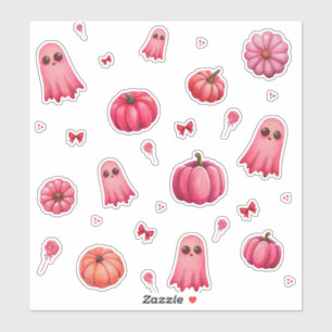 Schattigee roze Halloween pompoenen Sticker