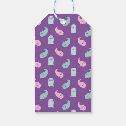 Schattigee roze halloween, spoken, vleermuis en sp cadeaulabel (Achterkant)