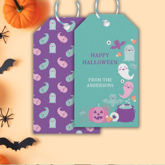 Schattigee roze halloween, spoken, vleermuis en sp cadeaulabel