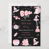 Schattigee Roze Halloween Verjaardag Boo Day Party Kaart (Voorkant)