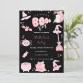 Schattigee Roze Halloween Verjaardag Boo Day Party Kaart (Staand voorkant)