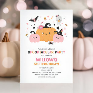 Schattigee Roze Halloween Verjaardagsfeest Meisje Kaart