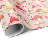 Schattigee roze handgeschilderde paddenstoel cadeaupapier (Rol Hoek)