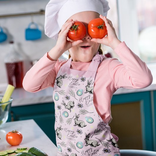 Schattigee roze Happy Easter Bunny en Egg Schort