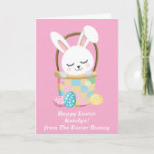 Schattigee roze Happy Easter Bunny Gepersonaliseer Kaart (Voorkant)