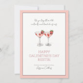 Schattigee roze Happy Galentine's Day Bestie Cockt Feestdagenkaart (Voorkant)