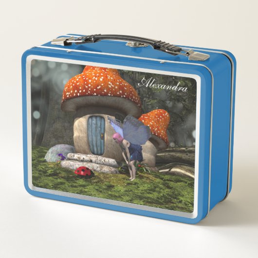 Schattigee roze-harige fee ontmoet lieveheersbeest (Achterkant)