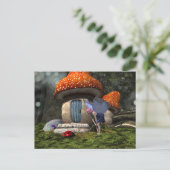 Schattigee roze-harige fee ontmoet lieveheersbeest briefkaart (Staand voorkant)