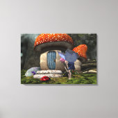 Schattigee roze-harige fee ontmoet lieveheersbeest canvas afdruk (Voorkant)