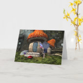 Schattigee roze-harige fee ontmoet lieveheersbeest kaart (Gele Bloem)