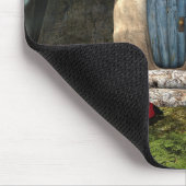 Schattigee roze-harige fee ontmoet lieveheersbeest muismat (Hoek)