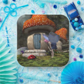 Schattigee roze-harige fee ontmoet lieveheersbeest papieren bordje (Feest)