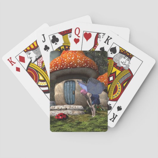 Schattigee roze-harige fee ontmoet lieveheersbeest pokerkaarten (Achterkant)