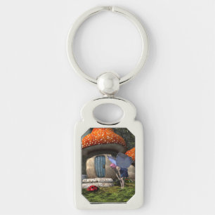 Schattigee roze-harige fee ontmoet lieveheersbeest sleutelhanger