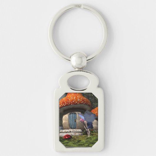 Schattigee roze-harige fee ontmoet lieveheersbeest sleutelhanger (Voorkant)