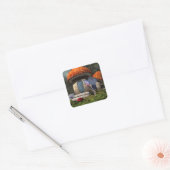 Schattigee roze-harige fee ontmoet lieveheersbeest vierkante sticker (Envelop)