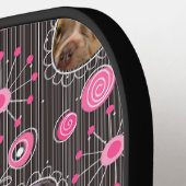 Schattigee Roze Hart Bloem Monogram Hond Fotocolla Pickleball Paddle (Links Detail)