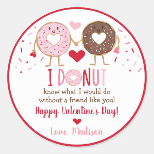 Schattigee roze hart donut Valentijnsdag Ronde Sticker