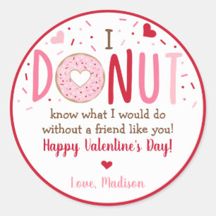 Schattigee roze hart donut Valentijnsdag Ronde Sticker