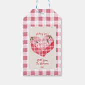 Schattigee Roze Hart Geruit Gingham Custom Christm Cadeaulabel (Voorkant)