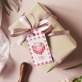 Schattigee Roze Hart Geruit Gingham Custom Christm Cadeaulabel