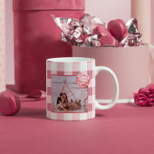Schattigee Roze Hart Gingham Custom Foto Kerstmis Koffiemok
