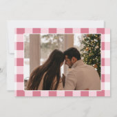 Schattigee Roze Hart Gingham Custom Foto Kerstmis Notitiekaartje (Achterkant)