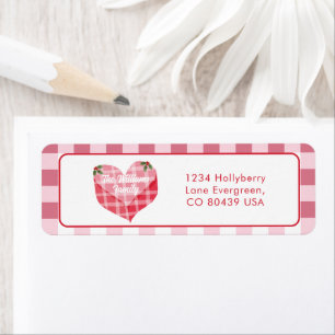 Schattigee Roze Hart Gingham Plaid Custom Return Etiket
