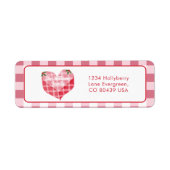 Schattigee Roze Hart Gingham Plaid Custom Return Etiket (Voorkant)